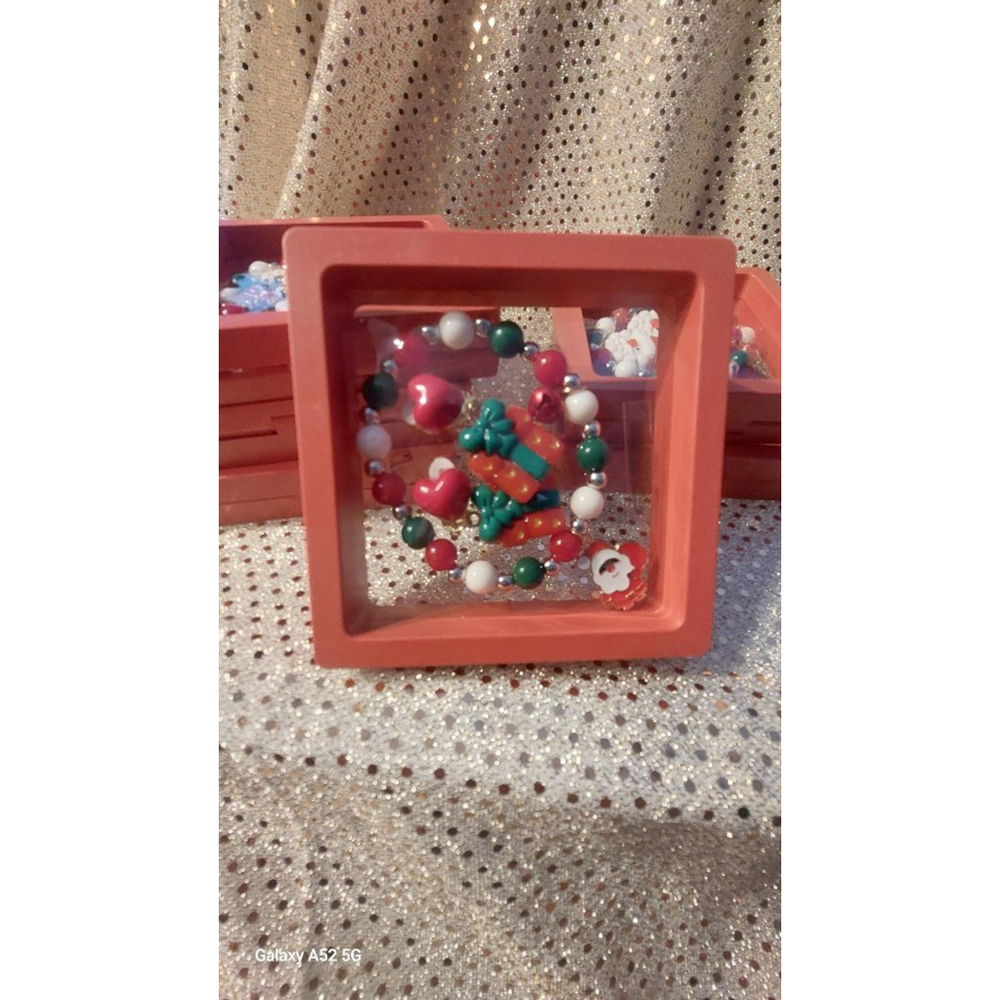 Christmas bracelet and Clip on earrings. Just in time for the holiday parties.